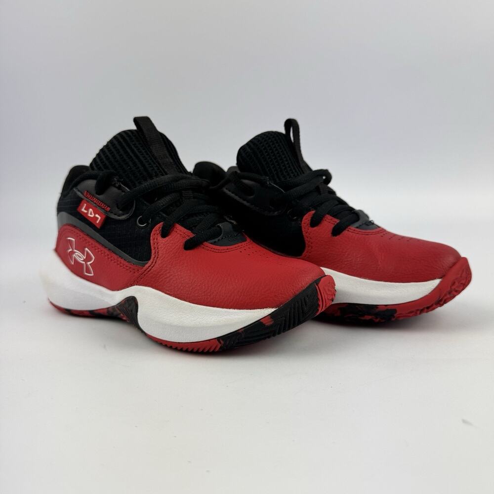 Under Armour Lockdown 7 Low Shoes boy kids 13k Red Black Basketball 3028514 600